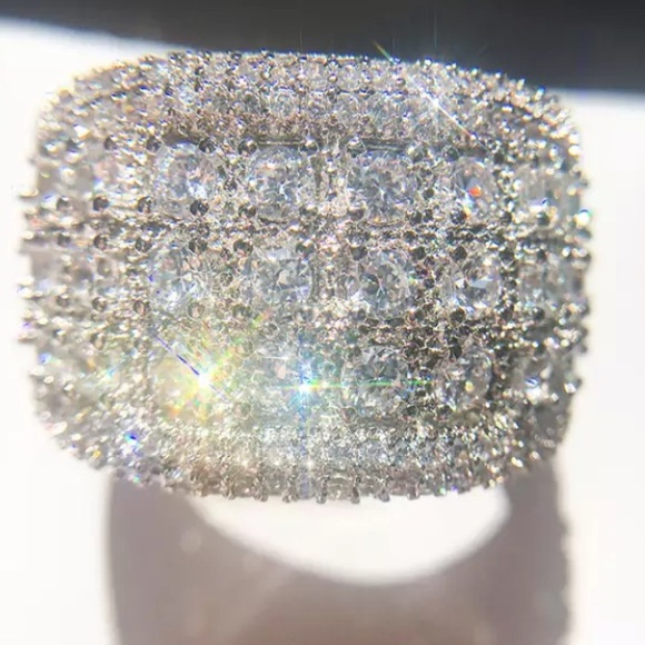 Sterling silver wide cocktail ring - Picture 3 of 7